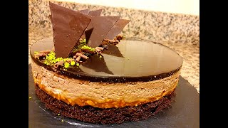 Gâteau Glacé Au Chocolat / كاطو كلاصي بالشكلاطة مع طبقة الكراميل و اللوز راقي بمذاق رائع جدا