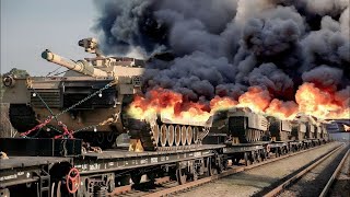 13 Minutes Ago! Train Carrying 200 US Tanks Destroyed by Russian Missiles