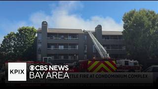 Crews battle fire at condo complex in Foster City, 2 firefighters injured