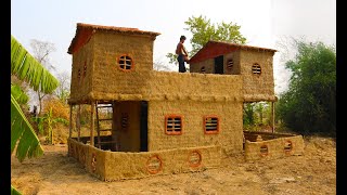 Build Beautiful Twin Villa For Living Using Wood Bamboo and Mud