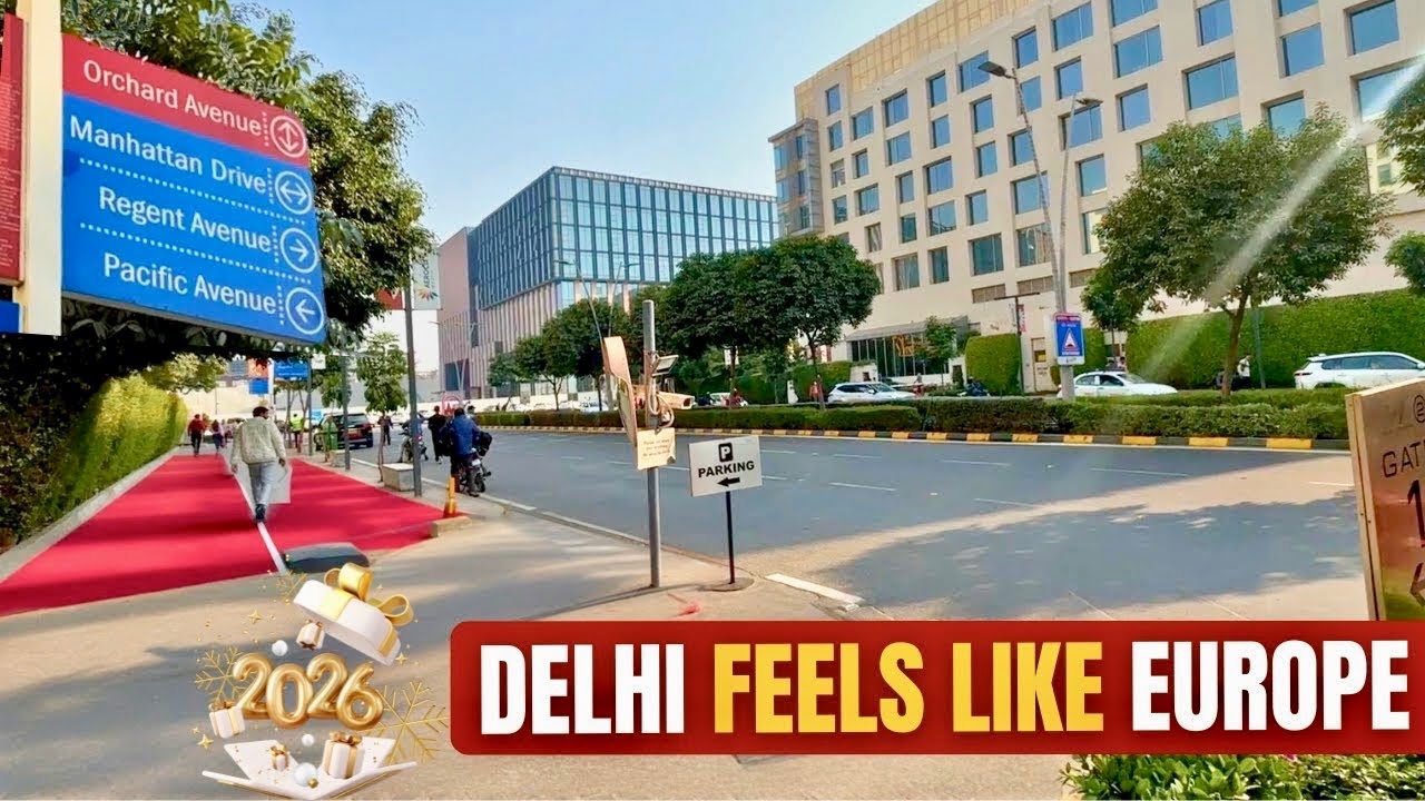 This Place in Delhi Feels Like Europe on New Year | Aerocity Day & Night Walk!