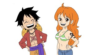 Q A feat Luffy and Nami One piece comic dub Artist shampowrado