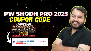 PW SHODH PRO 2025 COUPON CODE | PW CSIR NET COUPON CODE | PW COUPON CODE