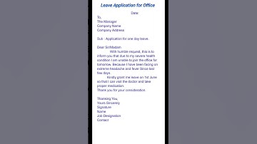 Leave Application for Office || #letter #english