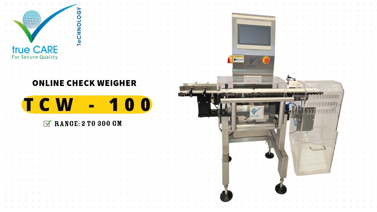 TrueCARE's Online Check Weigher| TCW-100 | For Small Cartons & Vials Products for Pharmaceuticals