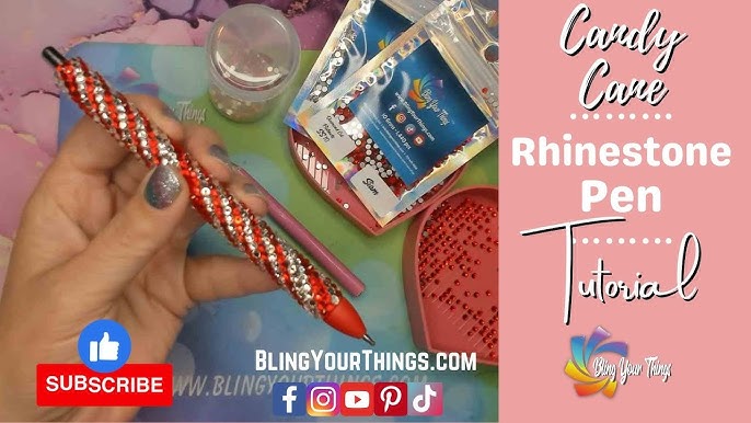 RAINBOW RHINESTONE PEN TUTORIAL FOR BEGINNERS 🌈 // How to Make DIY Striped  Papermate Bling Pens 