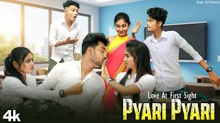 Love At First Sight ❤️ Pyari Pyari | Shruti vs Surajit | Sweet School Romance | Hindi Love Song