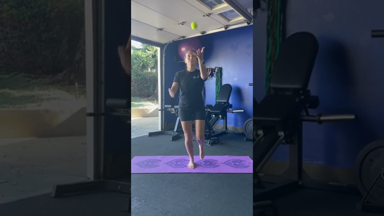Single Leg Balance with Tennis Ball Toss