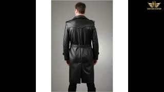 Men's Designer Belted Black Lapel Collar Trench Geniune Leather Coat SouthBeachLeather screenshot 3
