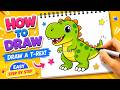 How to Draw a T-Rex Dinosaur Easy 🦖 Step-by-Step for Kids