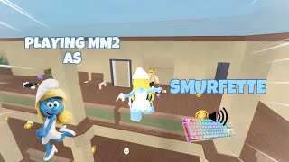 SMURFETTE DESTROYS TEAMERS IN MM2 + GAMEPLAY (KEYBOARD ASMR)