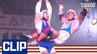 Former Olympians Struggle In Hang Tough Event | American Gladiators