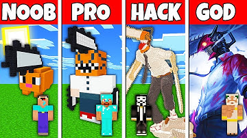 Minecraft Battle: NOOB vs PRO vs HACKER vs GOD CHAINSAW MAN DENJI HOUSE BUILD CHALLENGE in Minecraft