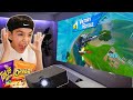 Playing Fortnite On A Projector Gaming Setup Challenge! (13 Year Old)