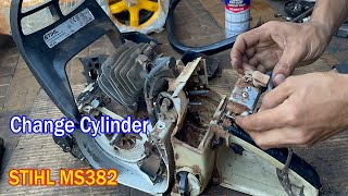 Repair Chainsaw STIHL MS382 / Change Cylinder Chainsaw STIHL MS382