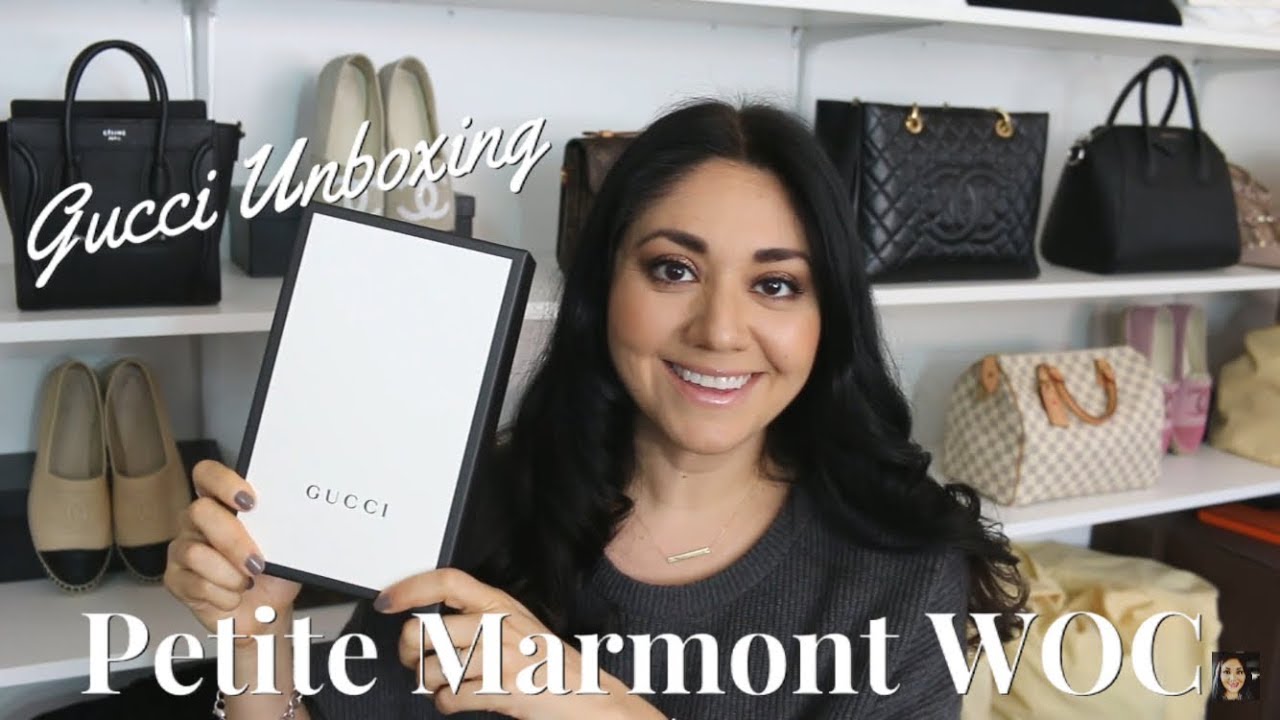 petite gg marmont leather flap wallet on a chain