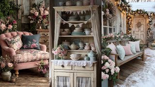 🌷 FEMININE CHARM UNFOLDS: Serene Soft Pink \& Soft Blue Décor in a Small Vintage Cottage HOME DECORS