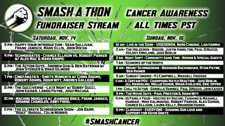 The Smash-A-Thon: A Celebration of KEVIN SMETS and a rally to FIGHT CANCER and SPREAD AWARENESS!