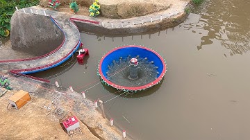 Unique mini-hydroelectric design with a unit in the middle of the reservoir