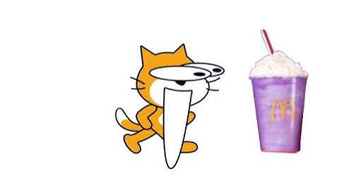 Scratch Cat Drinks A Grimace Shake