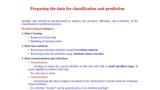 issues regarding classification and prediction