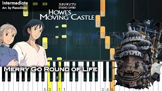 [Intermediate] Merry Go Round Of Life  Howl's Moving Castle | Piano Tutorial with Finger Numbers