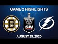 NHL Highlights | 2nd Round, Game 2: Bruins vs. Lightning – Aug. 25, 2020