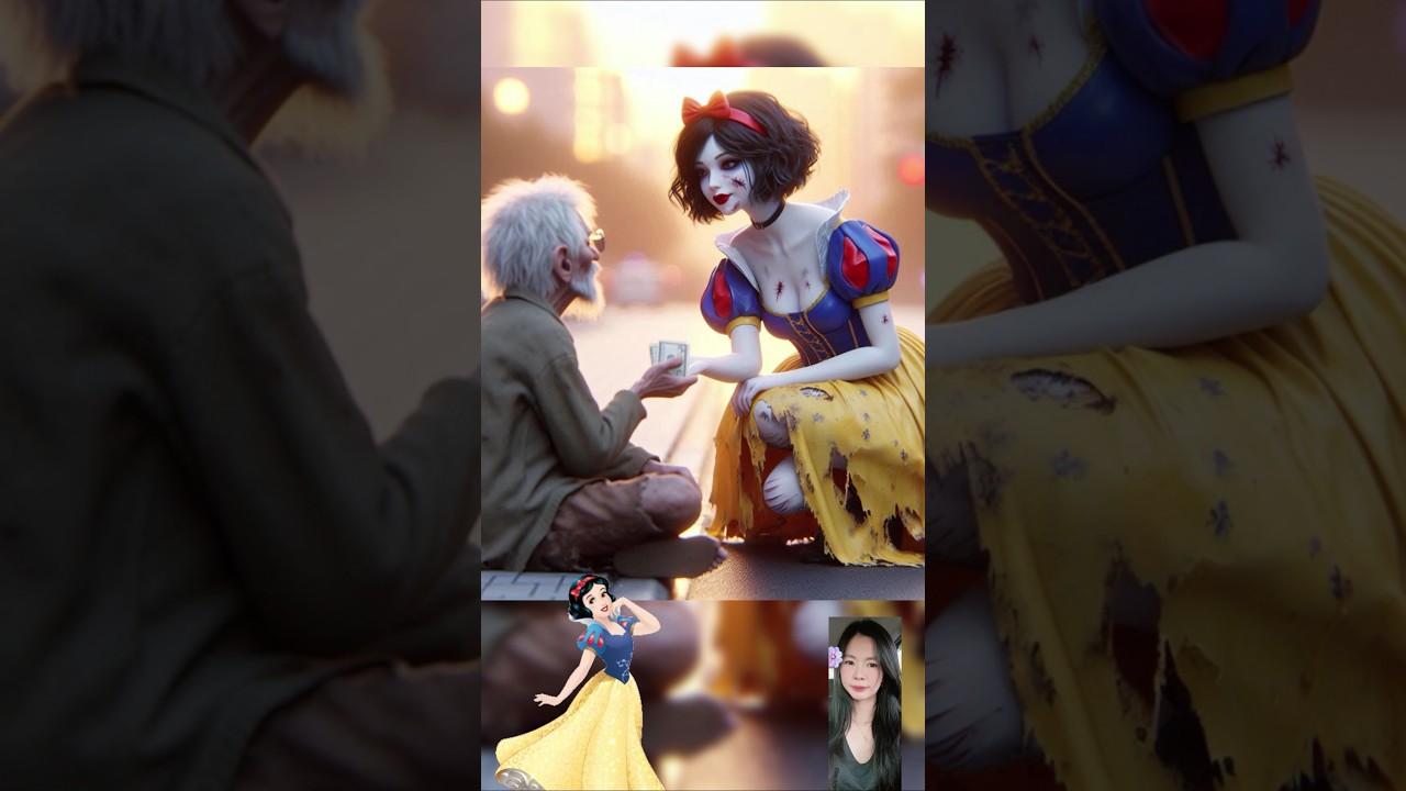 Princess give money to an old beggar 