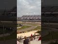 Indycars going 3 wide on parade lap at gateway