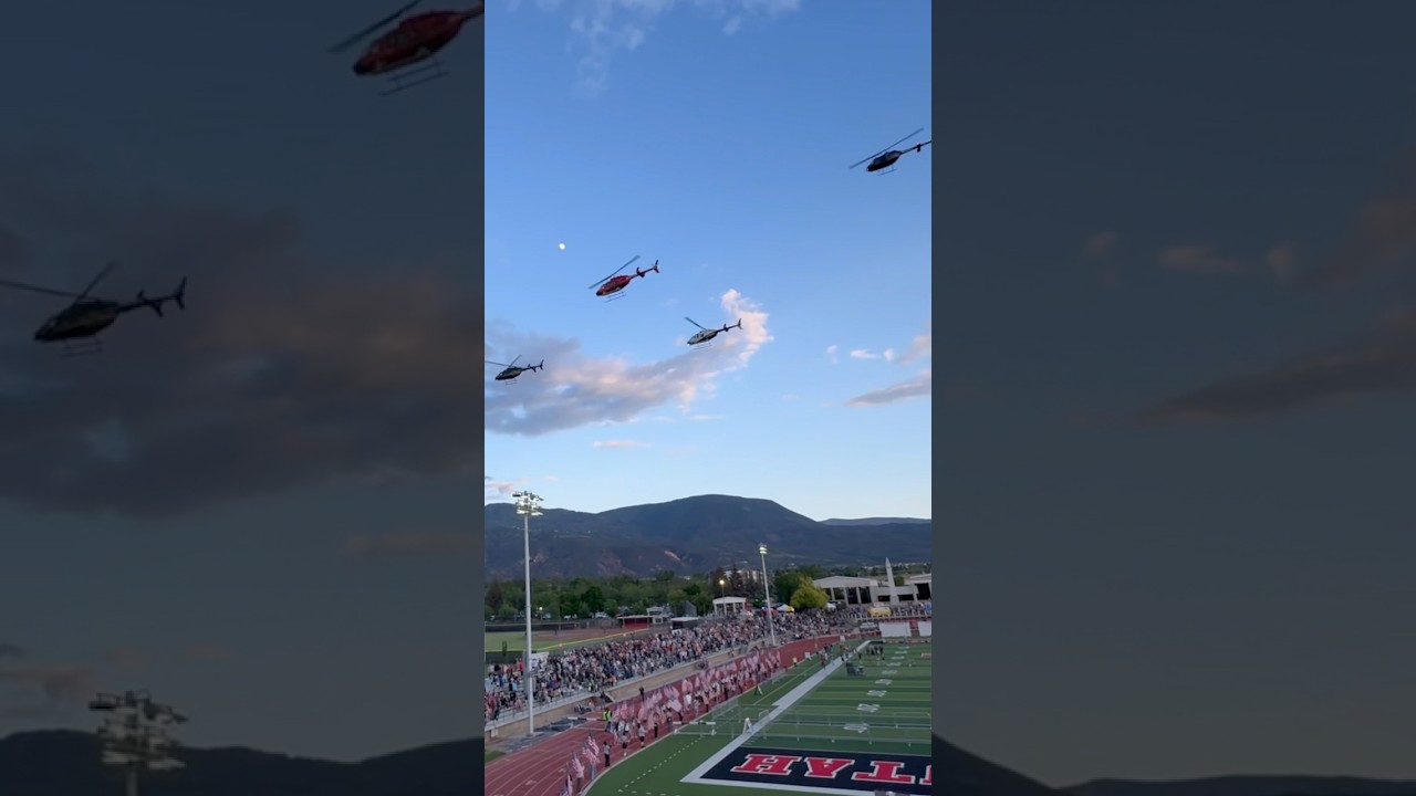 Our Helicopter Flyover Eccles stadium to kick off the Summer Games! 