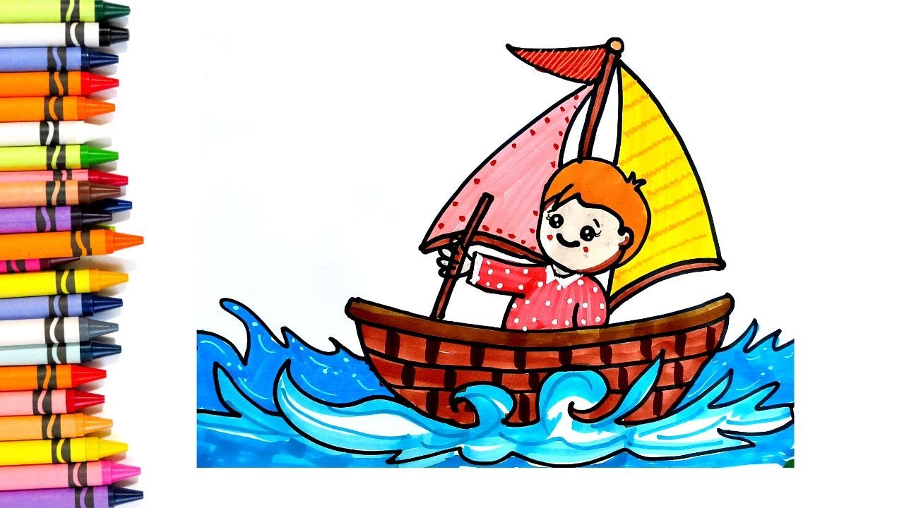 Let's Draw A Boat, Raw Raw Raw Your Boat Rhymes For Children, Colouring