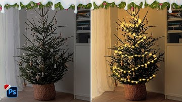 How To Make String Lights for the Christmas tree | Photoshop Tutorial | Glowing Effect