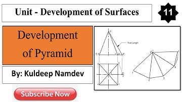 Development of surfaces(11)| Development of surfaces in engineering drawing | Development of pyramid