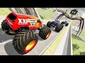 Monster trucks bigfoot cars super danger downhill racing and crashes  beamng drive new mods