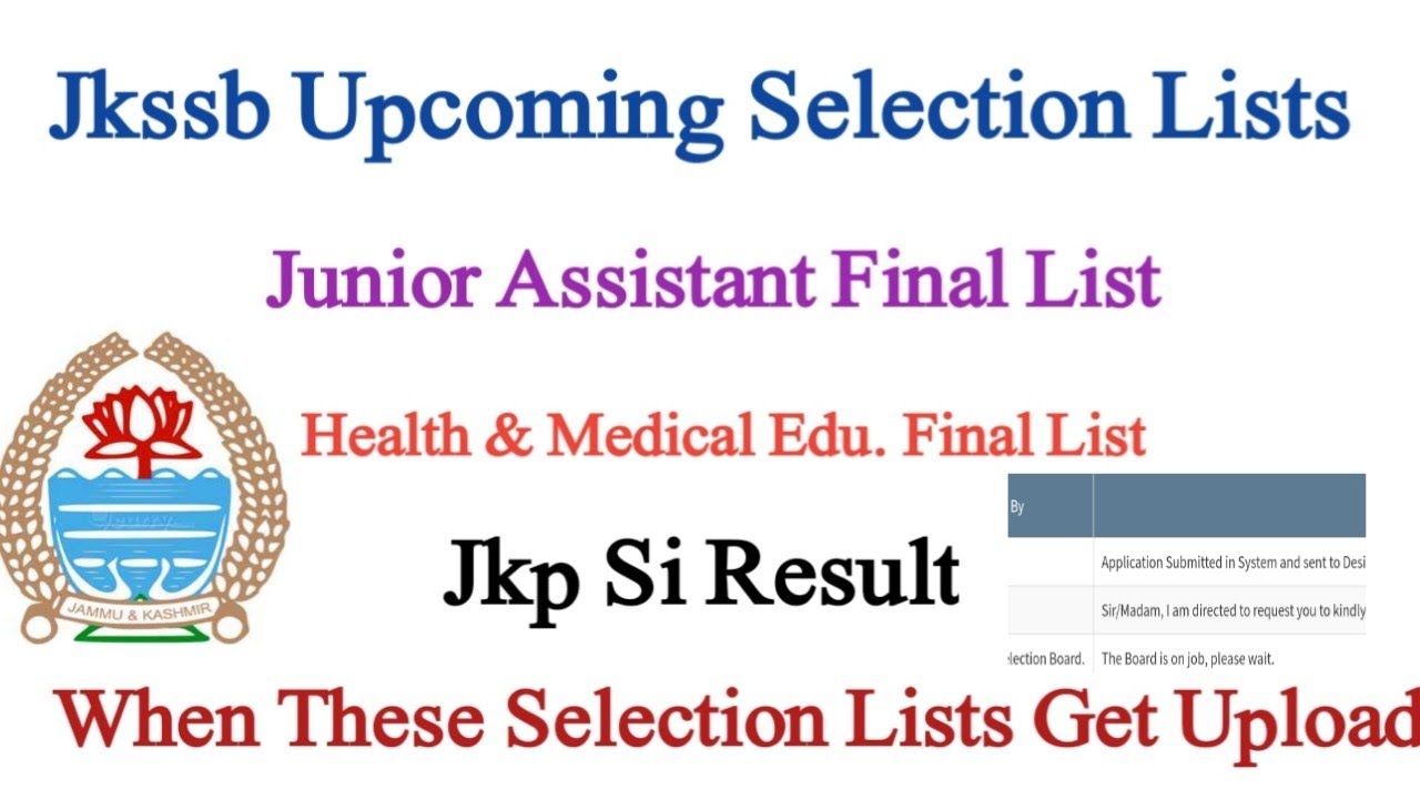 Jkssb Jkpsi Result Update H&ME List Update Junior Assistant