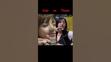 Lisa vs Tzuyu archery challenge 🥰 #shorts #kpop #bts #blackpink