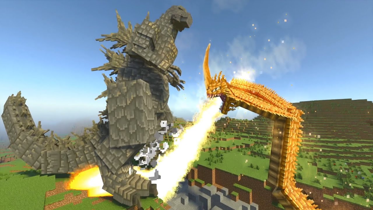 Godzilla minus one vs Kaiju Craft v4 Mod Addon MCPE in Minecraft Bedrock