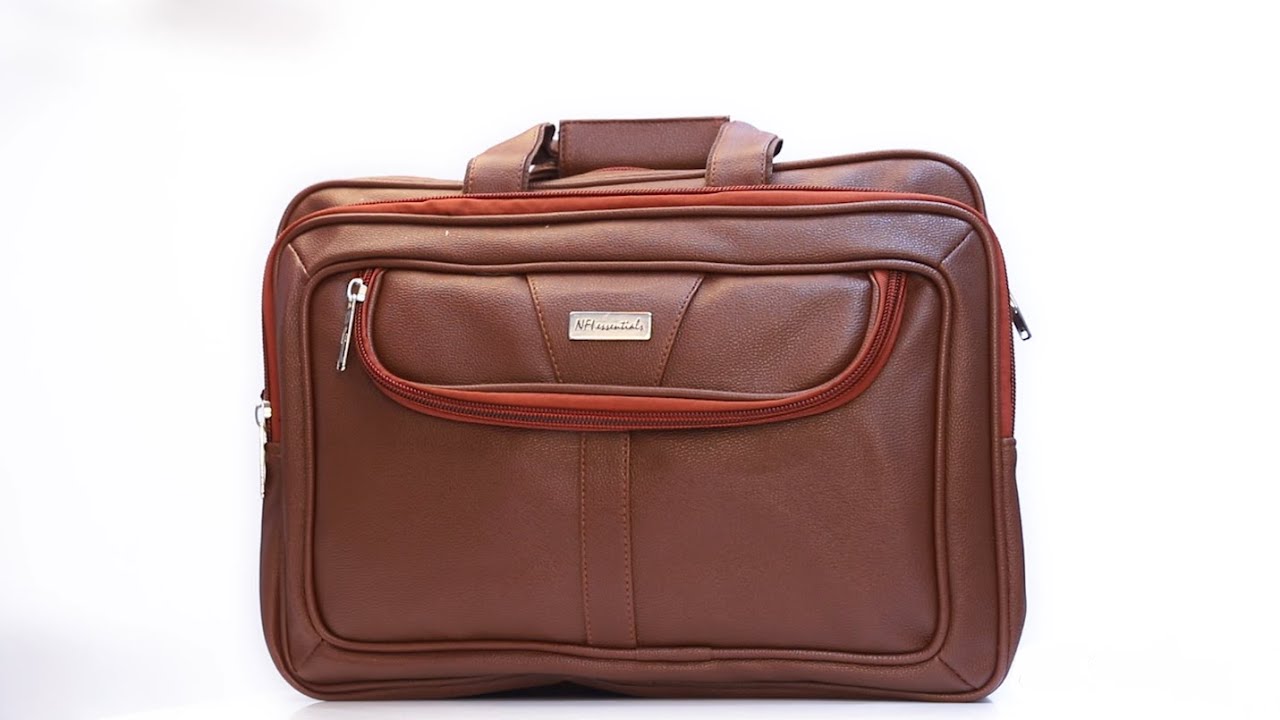 NFI essentials PU Leather Office Laptop Handbag Stylish Messenger Bag Briefcase 17.5 Inch