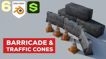 Barricades & Traffic Cones 3D Modeling & Texturing Timelapse