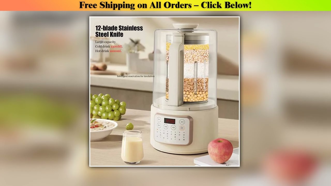 Hot Sale 1000ml 12-Blade Stainless Steel Soy Milk Maker Nut/Almond Milk Machine Blender Juicer