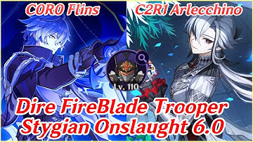 C0R0 Flins Debut! Stygian Onslaught Dire FireBlade Trooper Clear Showcase | Genshin Impact 6.0