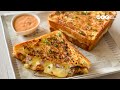 Cafe Style Garlic Butter Chicken Cheese Sandwich Recipe 