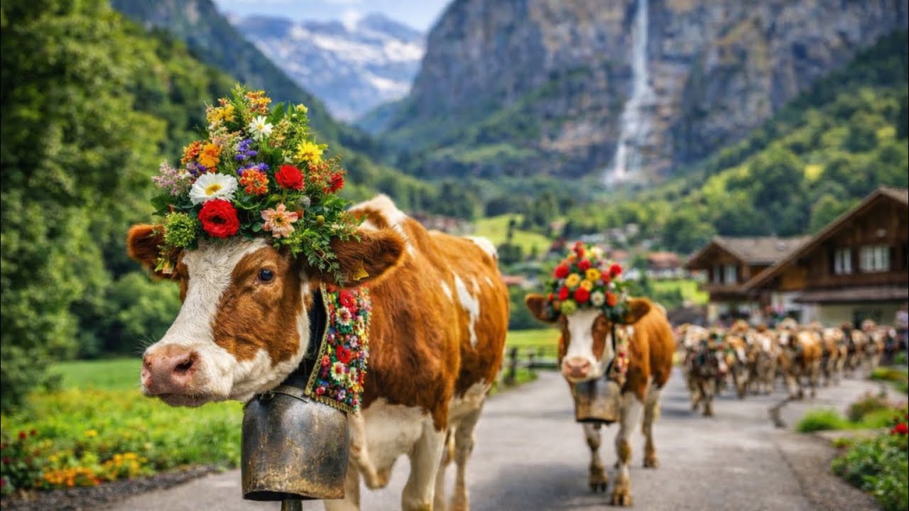 Swiss Cow Festival 🇨🇭 | Alpine Cows in Beautiful Villages 4K - YouTube