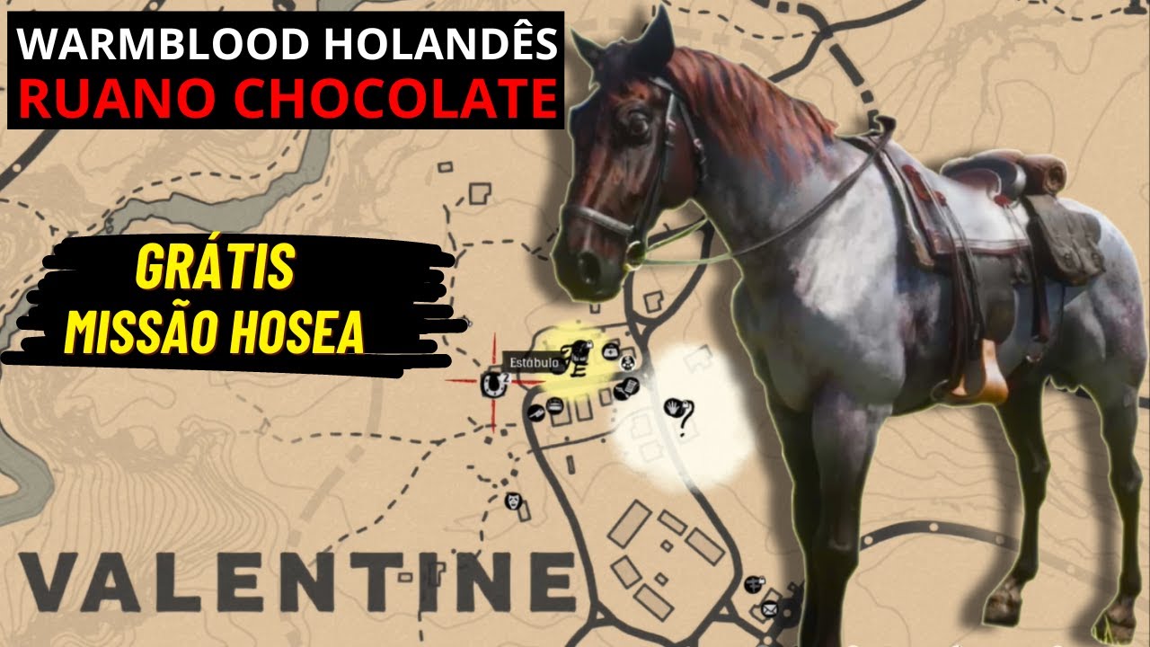 Red Dead Redemption 2 - Cavalo Warmblood Holandês Ruano Chocolate RDR2