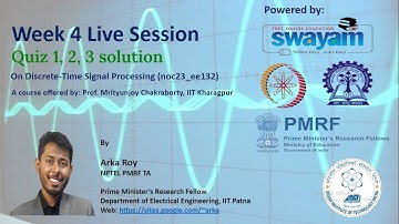 Week 4| Live Session | Quiz solution of Week 1, 2, and 3 (noc23_ee132) | Arka Roy (IIT Patna) #nptel