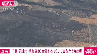 【速報】「火が見える」　千葉・君津市で枯草火災　野焼きの火が燃え広がったか(2023年2月18日)