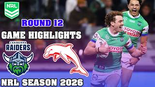 Canberra Raiders vs Dolphins | Half-time Highlights | Round 12, NRL 2026