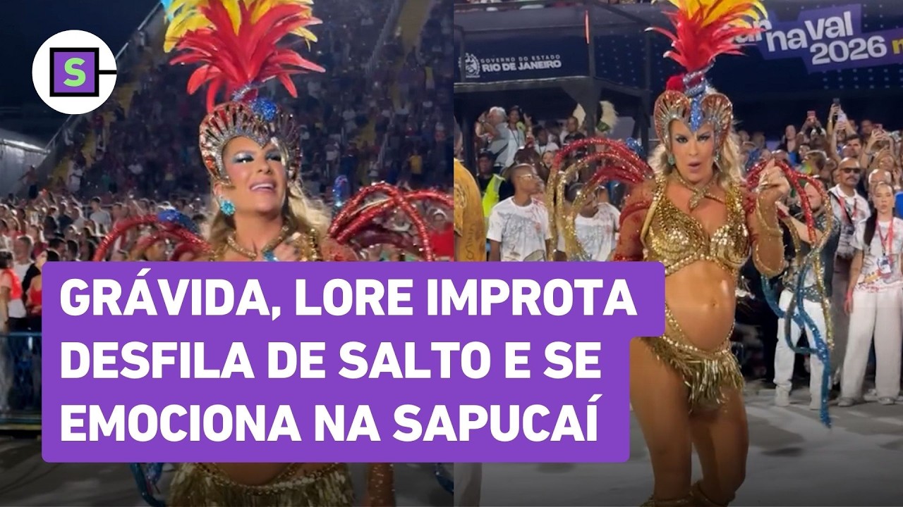 Lore Improta desfila grávida e brilha com fantasia de serpentes no Carnaval do Rio, na Sapucaí
