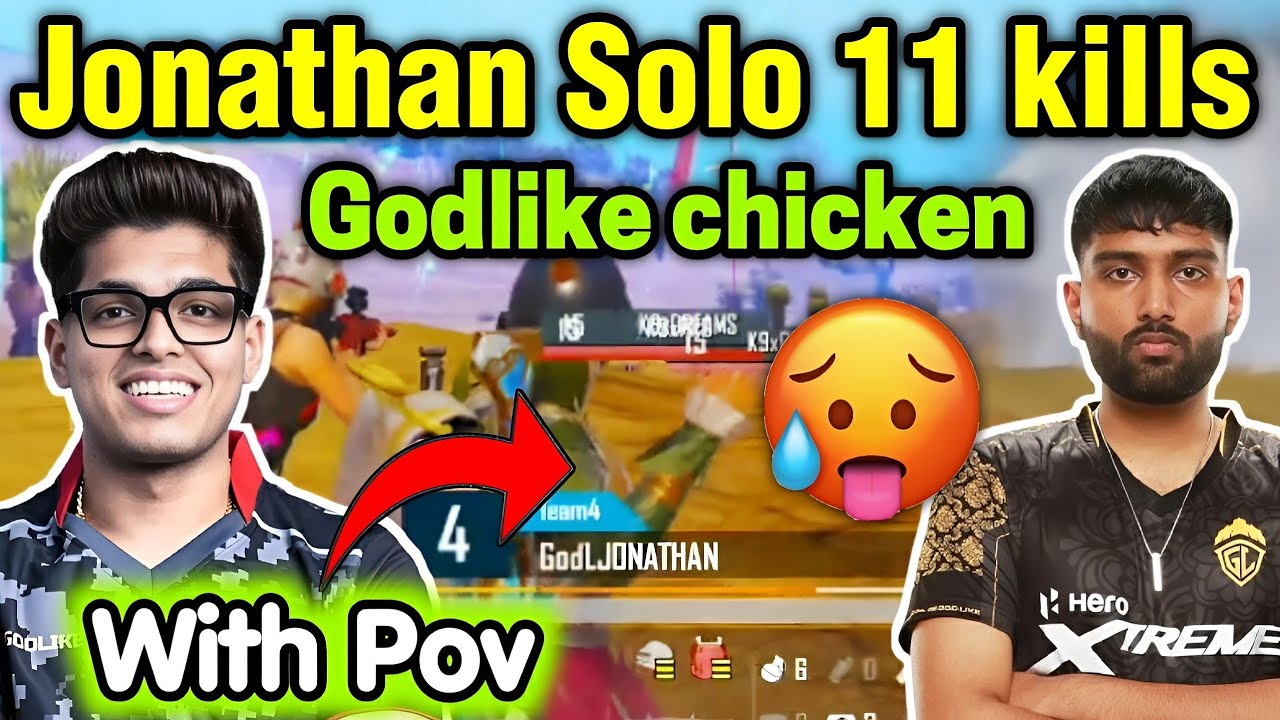 Jonathan solo 11 kills destroy lobby 🥵 Godlike 14 kills chicken dinner ...