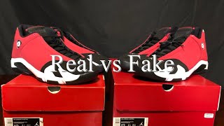 Air Jordan 14 GymRed/Toro Real Fake Review UV light Test